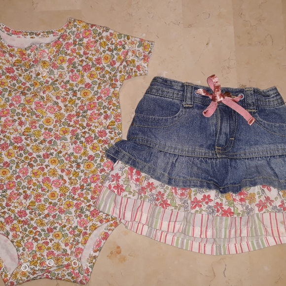 Genuine Kids Floral Jean Skirts w/Carter's Onesie - Picture 8 of 10